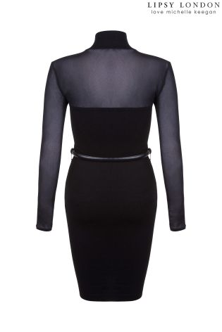 Lipsy Love Michelle Keegan High Neck Belted Knit Dress